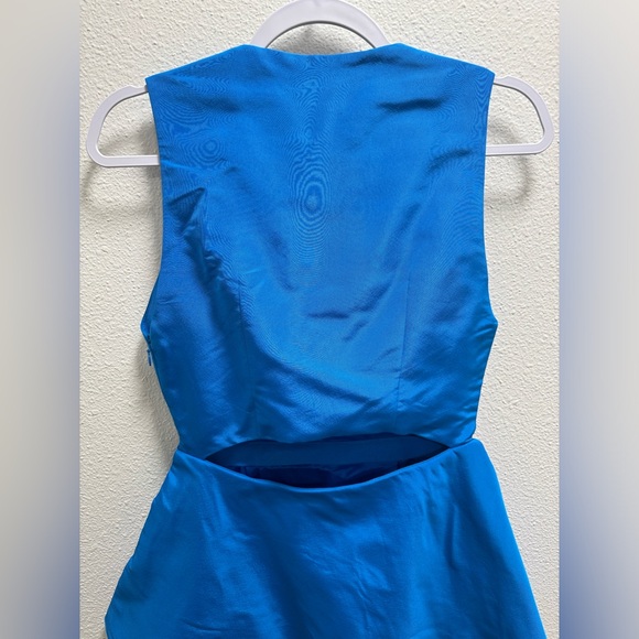 Katie Ermilio Wrapped Peplum Silk Mini Dress Sleeveless Back Keyhole Side Zip 4 - Picture 5 of 9